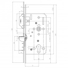 Magnet. západkový zámok KFV 116 1/2, PZW 72mm, zaobl. štulp 235x18x3 mm, antikor