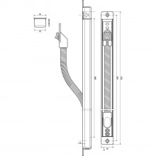 Káblová priechodka skrytá KÜ 480,pre káble do 10,8mm, 480x22x17,5mm,antik.oceľ