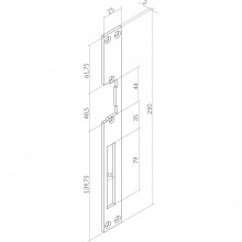 Protiplech k O&C k elektrickému otváraču, dlhý, 250 x 25 x 3 mm sivá oceľ