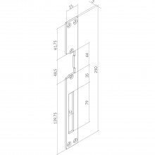 Protiplech k O&C k elektrickému otváraču, dlhý, 250 x 25 x 3 mm antikoro