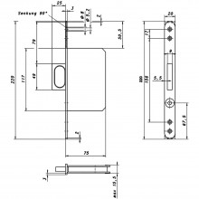 Puzdro na vyskakovaciu závoru 117x75x15,5 mm, štulp 220x20 mm zaoblený antikor