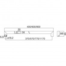 Dverové madlo 4842, 400 mm,vzdialenosť otvorov 370 mm, madlo 30x30mm, ušľ.oceľ