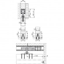 Súprava kovania HAWA-Junior 80/Z, šírka krídla 700 – 800 mm, strieborný elox