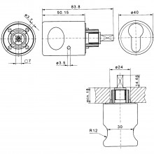 JuNie 3570 ASS Cylindr. otočný gombík, profilový polcylinder určený pre CV,zamak