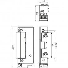 O&C el. otvárač dverí 5U6X10, 9-24V, Standard, so spät.hlásením, bez protipl.