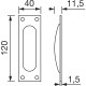 Mušľa pre posuvné dvere, hranatá 40 x 120 mm, ušľachtilá oceľ matná