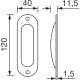 Mušľa pre posuvné dvere, oválna 40 x 120 mm, ušľachtilá oceľ matná