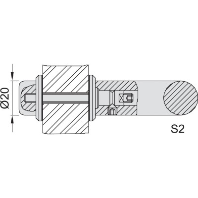 KWS upevňovacie príslušenstvo S2 - 20mm, M 6 x 45, ušľachtilá oceľ