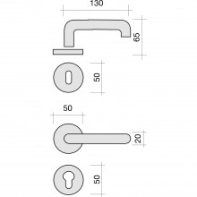 Garnitúra kľučiek Harmonie s rozetami WC hliníkový efekt