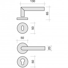 Kovanie kľučka-guľa GEHRUNG na rozete PZ, hr.dv.:65mm, hliníkový efekt, ľavá
