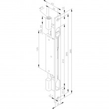 Dvojitá dverová závora, zdvih 20, 285 x 22 x 3 mm, pozinkovaná oceľ