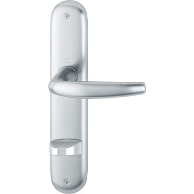 Súprava kľučiek Atlanta s dlhým štítkom, WC, hr.dverí 35-45, strieb.elox