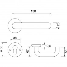 Súprava kľučka/kľučka vyhotovenie HEWI 111.20 R - na rozete, BB, 38 - 48, kamenne sivá, protipožiarna