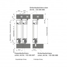 Jednoduchá koľajnica SCHÜCO dolná, vnútorné čelo, eloxovaný hliník