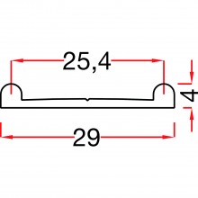 Dvojitá koľajnica SCHÜCO, dolná, 4 x 29 mm, eloxovaný hliník