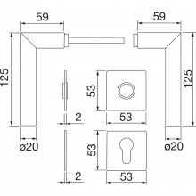 Garnitúra kľučka-kľučka Amsterdam s rozetami PZ, hrúbka dverí 35-45 mm, ušľ.oceľ