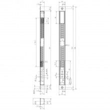 Káblová priechodka skrytá KÜ 260, pre káble do 10,8mm, 260x22x17,5mm, antik.oceľ