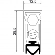 Tesnenie dverí T017, jednostranné, dĺžka 872 mm, prírodný hliník